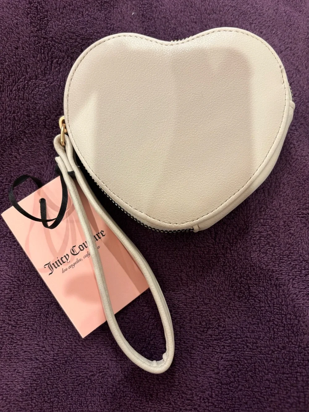 Juicy Couture Black Heart Wristlet with Cream Trim